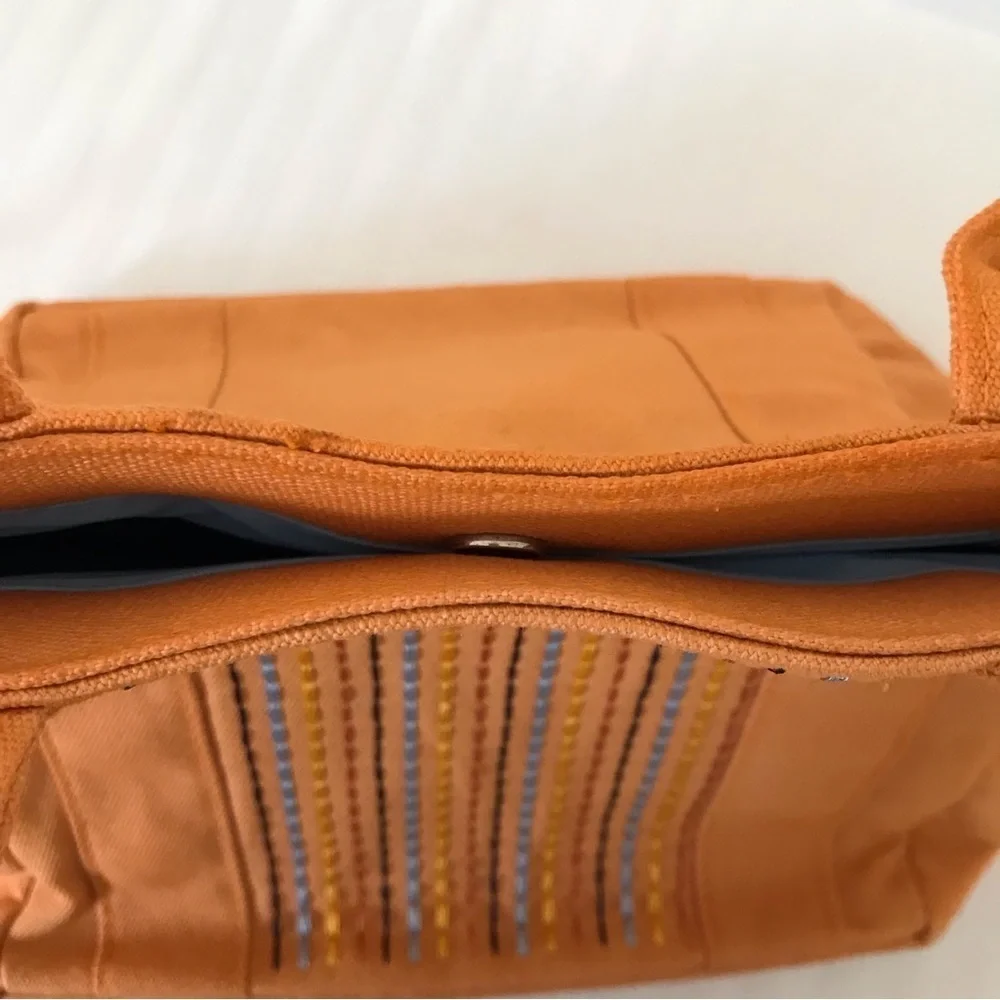 L’OCCITANE Striped Canvas Makeup Travel Tote Bag Embroidered Lined 15x9x7 - Picture 5 of 17